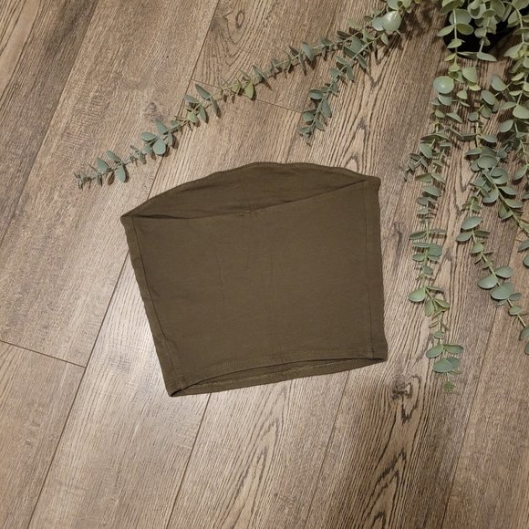 Garage Cotton Tube Top Olive Green Extra Small - Picture 2 of 3